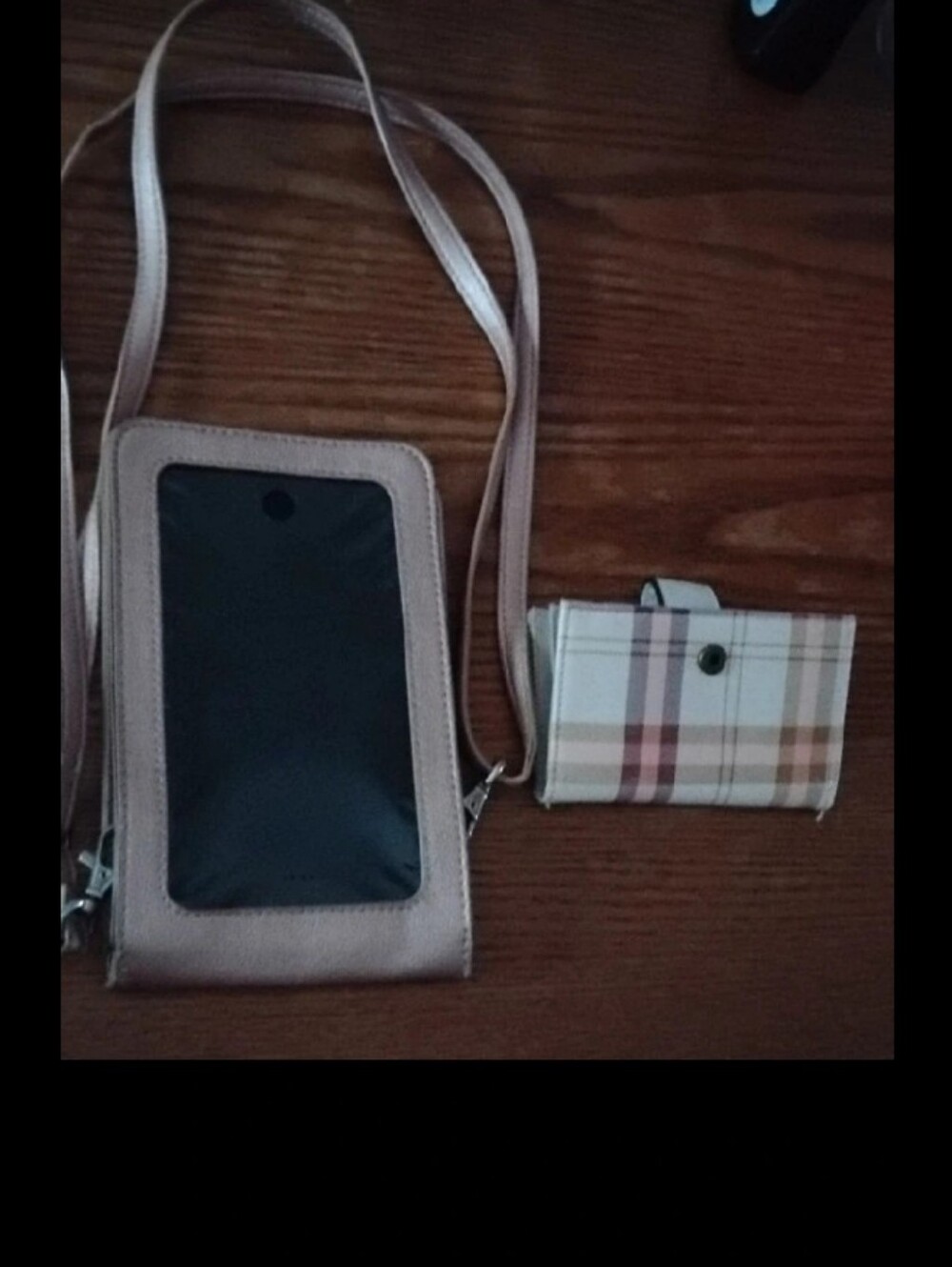 Stylish Beige Crossbody Phone Bag with Plaid Card Wallet